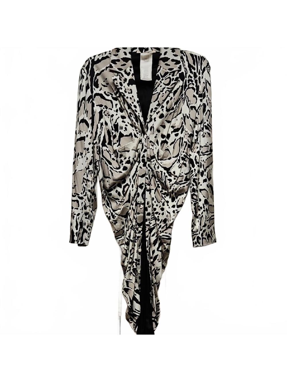 Roberto Cavalli | Monochrome Silk Animal Print Jacket | 46